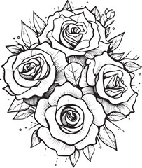 Silhouette Serenade Black Emblem of a Lineart Rose Icon Whispers of Romance Vector Logo for a Striking Monochrome Lineart Rose