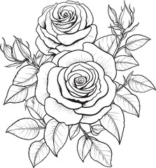 Nocturnal Nectar Vector Glyph for a Delicate Black Lineart Rose Linear Elegance Black Logo Depicting a Lineart Rose Design