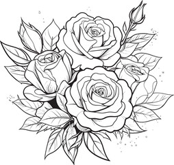 Botanical Beauty Monochrome Rose Design Icon in Vector Line Art Graceful Petals Black Logo Depicting Artistic Rose in Line Vector