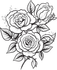 Fine Lines of Love Sleek Black Logo with Artful Rose Design Botanic Harmony Line Art Rose Icon in Monochrome Vector