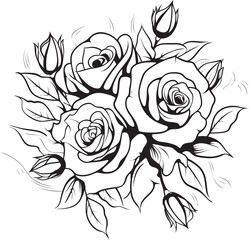 Eternal Roses Black Logo for a Timeless Lineart Rose Design Ink Drawn Petals Vector Emblem of a Black Lineart Rose