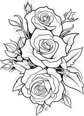 Graceful Petals Vector Glyph Illustrating a Black Rose Design Ink Blooms Exquisite Lineart Rose Icon in Striking Monochrome