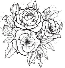 Whimsical Lines Black Logo for a Striking Monochrome Rose Romantic Rhythms Lineart Rose Icon in Vector Black