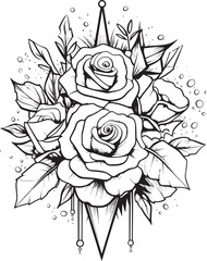 Romantic Rhythms Lineart Rose Icon in Vector Black Blossom Noir Black Glyph of a Lineart Rose Emblem