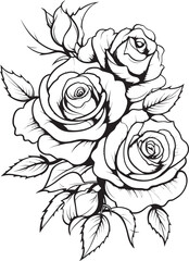 Enigmatic Blooms Lineart Rose Emblem in Monochrome Black Shadowed Serenity Black Glyph Featuring a Lineart Rose Icon