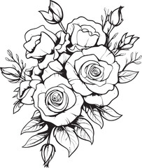 Botanical Noir Vector Glyph Showcasing a Black Lineart Rose Design Petals of Precision Lineart Rose Emblem in Striking Black