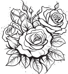Artistry in Monochrome Black Glyph of a Lineart Rose Icon Velvet Blooms Vector Logo Illustrating a Lineart Rose in Black