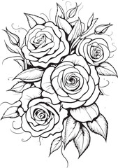 Timeless Beauty Black Logo for a Delicate Lineart Rose Monochromatic Rose Vector Emblem Depicting a Black Lineart Design