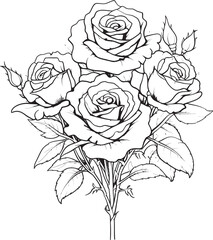 Eternal Roses Lineart Rose Icon in Bold Black Ink Drawn Petals Black Glyph Featuring a Vector Lineart Rose