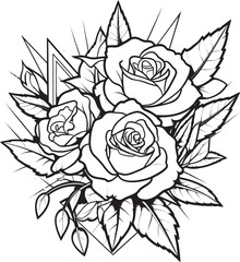 Artistry in Monochrome Lineart Rose Icon with Vector Black Emblem Velvet Blooms Black Logo for a Delicate Lineart Rose