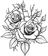 Petals of Precision Black Glyph of a Lineart Rose Icon Artistry in Monochrome Lineart Rose Icon with Vector Black Emblem