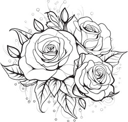 Graphite Gardens Lineart Rose Icon in Monochrome Black Botanical Noir Black Logo Illustrating a Lineart Rose Design