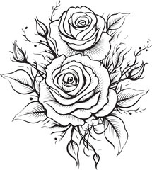 Botanical Noir Black Logo Illustrating a Lineart Rose Design Petals of Precision Vector Glyph Depicting a Black Lineart Rose