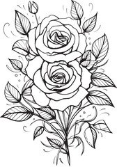 Petals of Precision Vector Glyph Depicting a Black Lineart Rose Intricate Blossoms Black Glyph for Lineart Rose Emblem