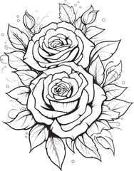 Silhouette Serenade Lineart Rose Icon in Elegant Black Eternal Roses Vector Logo for a Striking Monochrome Lineart Rose