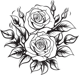 Velvet Blooms Black Logo for a Timeless Lineart Rose Linear Grace Vector Glyph Illustrating a Black Lineart Rose