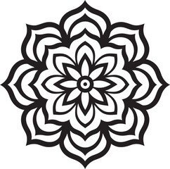 Zen Essence Vector Mandala Logo in Elegant Black Harmony Unveiled Sleek Mandala Design Icon in Monochrome Vector