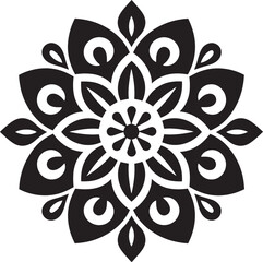 Majestic Circularity Black Emblem with Vector Mandala Pattern Sacred Geometry Unleashed Intricate Mandala in Monochrome Vector Logo