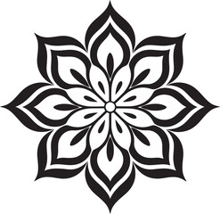 Enigmatic Elegance Vector Logo with Intricate Mandala Pattern in Black Infinite Serenity Monochrome Emblem Depicting Mandala Design in Vector