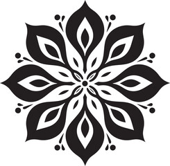 Ethereal Elegance Monochromatic Mandala Design in Vector Black Mystical Medallion Black Emblem Featuring Intricate Mandala Pattern