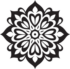 Mandala Magic Monochromatic Mandala Icon Featuring Vector Black Logo Eternal Harmony Vector Black Logo with Mandala Pattern