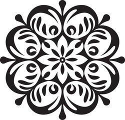Fototapeta premium Cultural Essence Mandala Icon with Elegant Black Logo in Vector Harmony Unveiled Sleek Black Mandala Design Featuring Vector Pattern