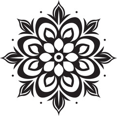 Enigmatic Elegance Vector Logo with Intricate Mandala Pattern in Black Infinite Serenity Monochrome Emblem Depicting Mandala Design in Vector