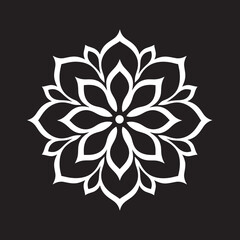 Enchanting Radiance Vector Mandala Logo in Monochrome Black Zen Blossom Sleek Mandala Icon with Intricate Vector Pattern in Black