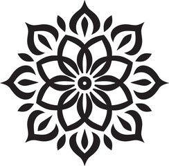 Cultural Fusion Elegant Mandala Icon in Monochrome Black Emblem Mandala Majesty Black Logo Unveiling Intricate Vector Pattern