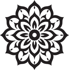 Mandala Majesty Black Icon Depicting Vector Pattern Design Spiritual Symmetry Elegant Mandala Logo in Striking Black