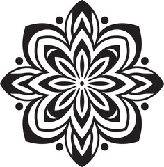 Zen Blossom Elegant Black Logo with Mandala Icon in Vector Divine Mandala Mandala Pattern Design in Sleek Black Emblem