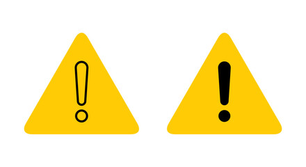 Alert warning icon vector in flat style. Exclamation mark symbol in triangle - obrazy, fototapety, plakaty