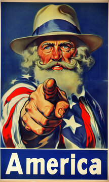 Old WW2 Propaganda Style Poster, America Poster