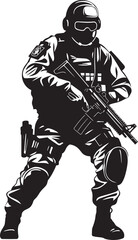 Stealth Guardians Monochromatic SWAT Police Logo Design in Vector Rapid Response Icons Vector Black Logo Depicting SWAT Police Authority