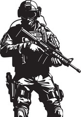 Tactical Resilience Monochromatic SWAT Police Emblem in Sleek Vector Shielded Vigilance Vector Logo Showcasing Black SWAT Police Insignia