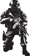 Rapid Response Icons Vector Black Logo Design for SWAT Police Authority 