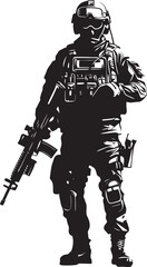 Tactical Triumph Monochrome Vector Logo for SWAT Police Operations Dynamic Defense Vector SWAT Police Insignia Unveiling Black Logo Design