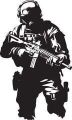 Rapid Response Icons Vector SWAT Police Emblem Depicting Black Logo Tactical Triumph Sleek Black Logo for SWAT Police Authority in Vector
