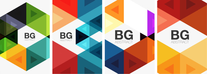 Fototapeta premium Bright colorful triangle geometric posters