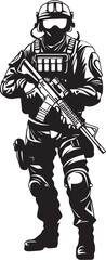 Obraz premium Tactical Triumph Elegant SWAT Police Insignia in Black Vector Emblem Stealth Guardians Vector Logo Showcasing SWAT Police Design in Black