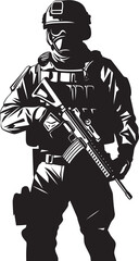 Dynamic Defense Sleek Vector Logo for SWAT Police Operations in Black Silent Protectors Black Emblem Depicting SWAT Police Design in Vector