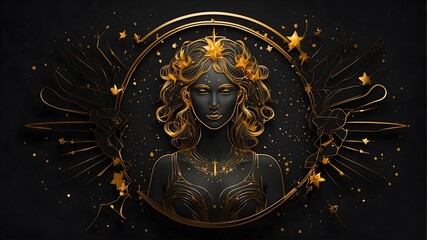 Zodiac sign Virgo 03. Illustration. Created with Generative AI