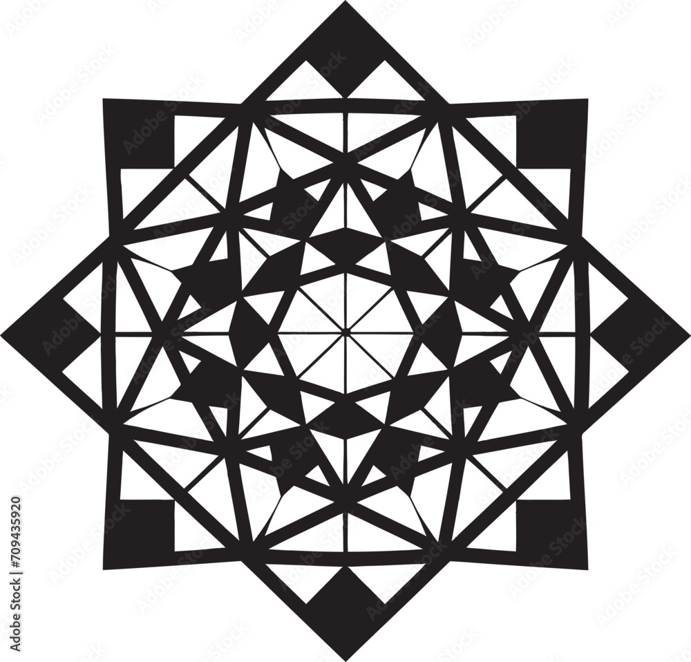 Fototapete mystic geometry monochromatic emblem with abstract black geometric design in vector ephemeral lines 