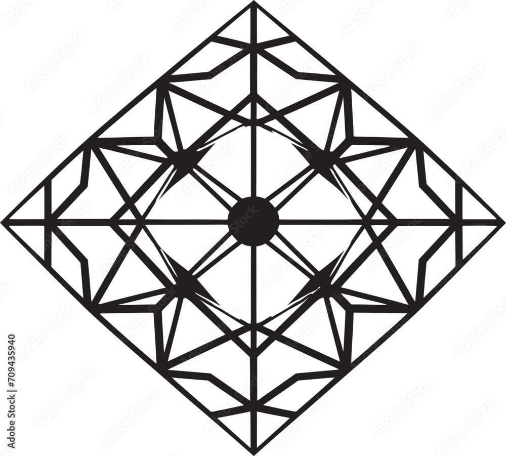 Fototapete geometric zenith sleek vector logo with abstract black dynamic shapes ethereal equilibrium monochrom