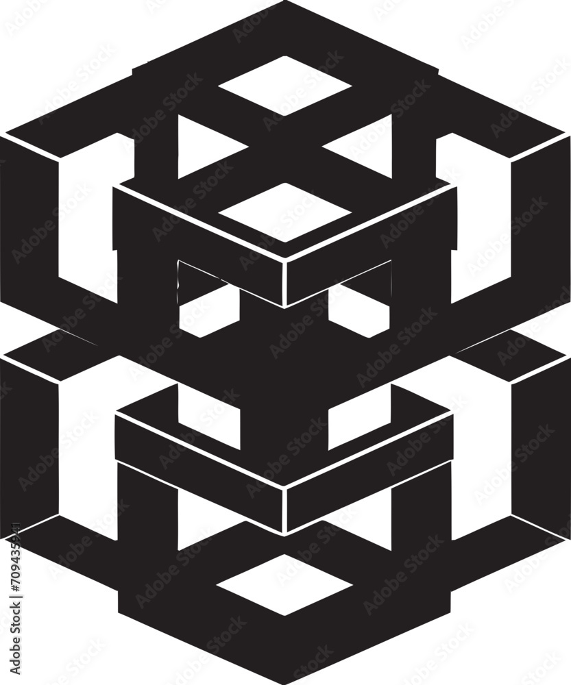 Fototapete quantum contours sleek emblem showcasing abstract geometric shapes in vector abstract elegance black