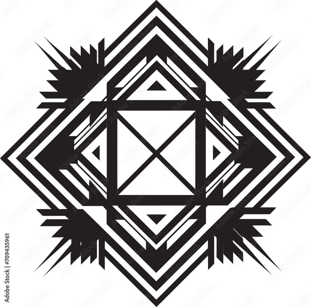 Fototapete ephemeral lines abstract black logo design with vector geometric elements astral symmetry vector log