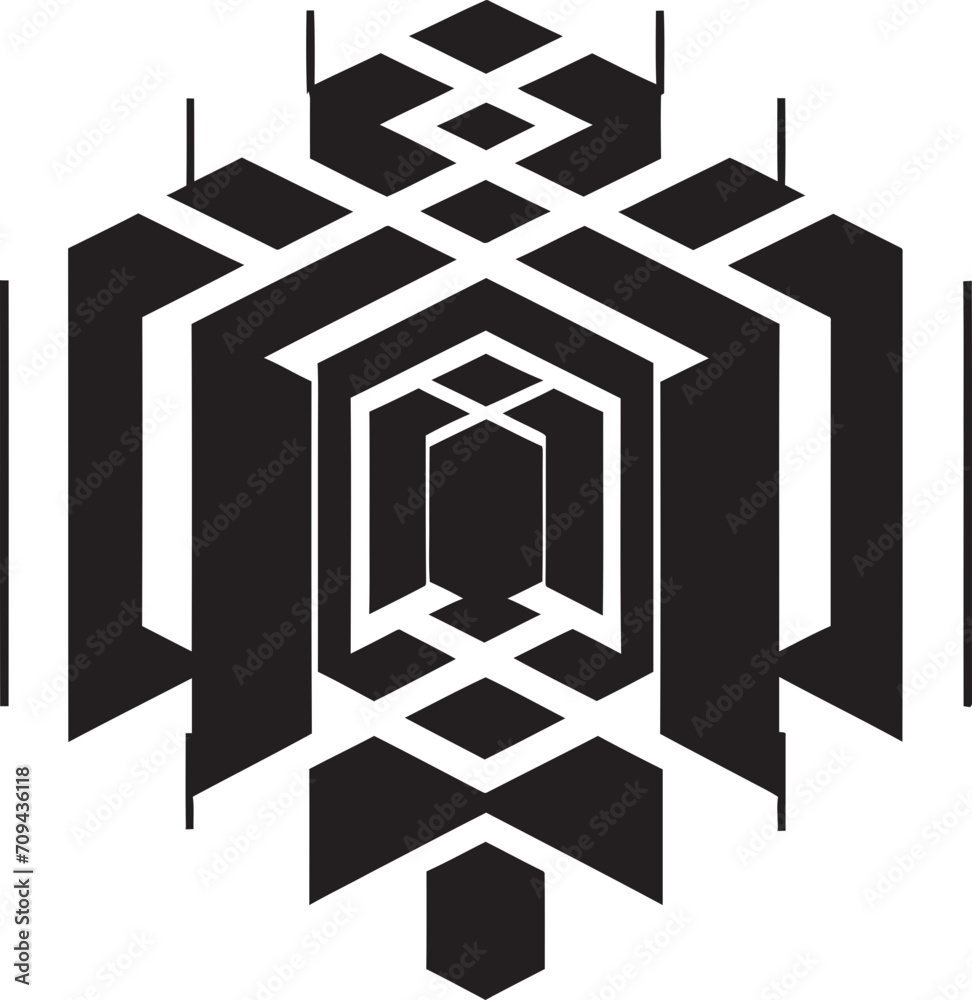Fototapete Quantum Contours Sleek Emblem Featuring Abstract Geometric Shape in Vector Abstract Elegance Vector Logo Design with Black Abstract Geometric Forms