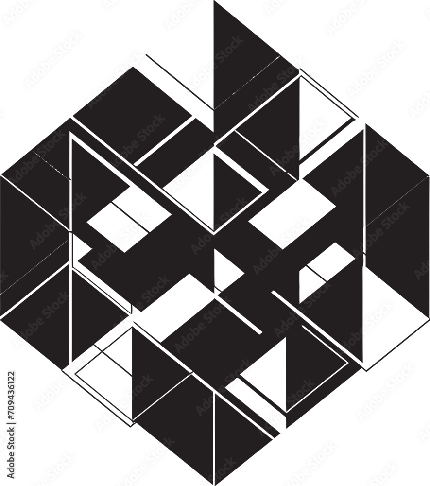 Fototapete mystic geometry monochromatic emblem with abstract black geometric design in vector ephemeral lines 