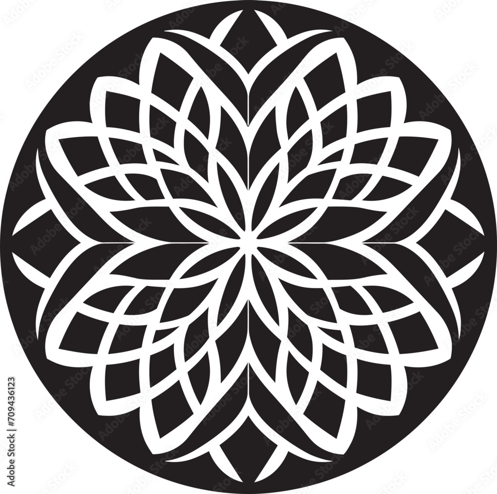 Fototapete ephemeral lines abstract black logo design with vector geometric elements astral symmetry vector log