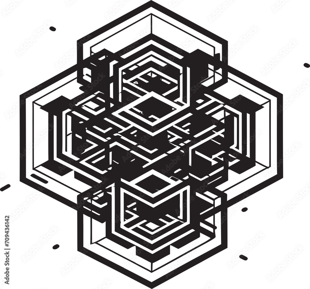 Fototapete quantum contours sleek emblem showcasing abstract geometric shapes in vector abstract elegance black